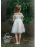 Cold Shoulder Lace Tulle Stunning Flower Girl Dress